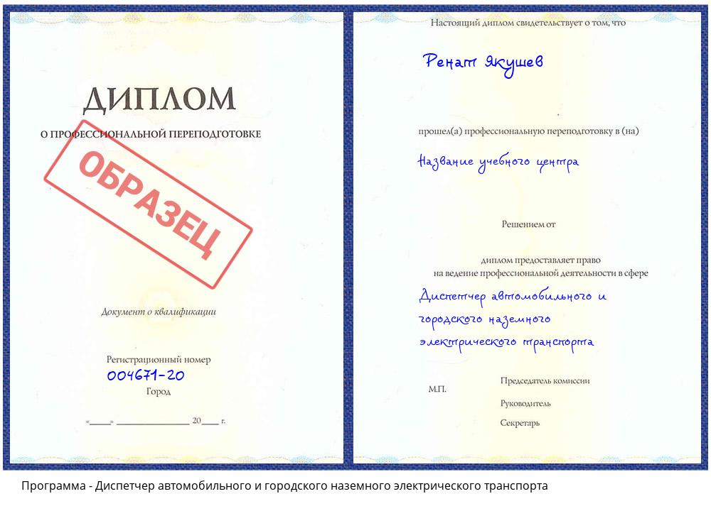 Диспетчер автомобильного и городского наземного электрического транспорта Слободской