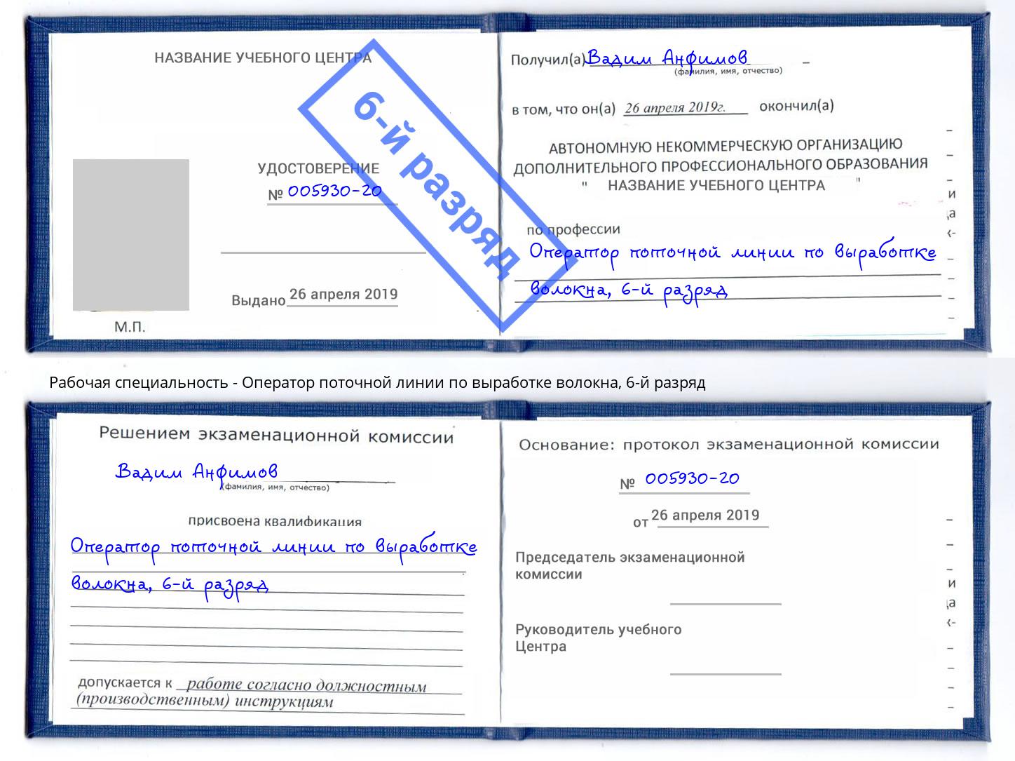 корочка 6-й разряд Оператор поточной линии по выработке волокна Слободской